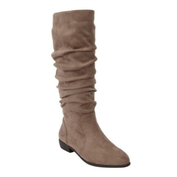 Comfortview dark taupe Shelly  Faux Suede Extra Wide Width Calf Boots NEW 8.5WW - Picture 1 of 9